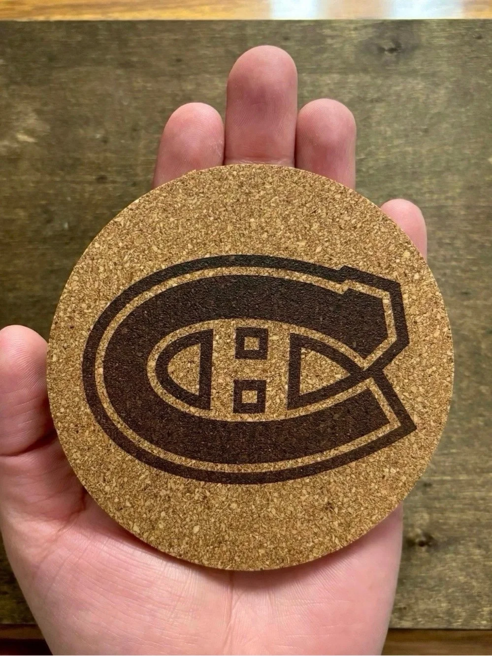 Montreal Canadiens Logo Laser Engraved Cork Coasters Lot of 4